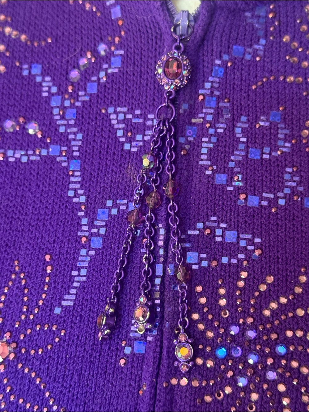 St. John Purple Sequin Zip-Front Stand-Collar Jacket brilliant blink size8 - Picture 5 of 5